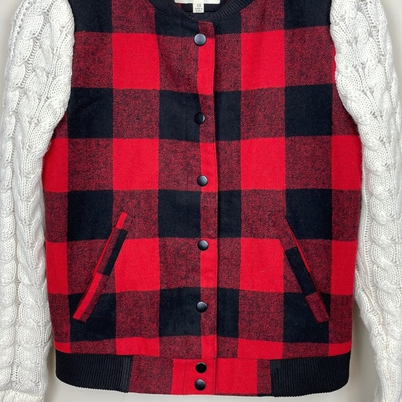Thread & Supply | Buffalo Plaid Jacket with Cable Sweater Sleeves; Size XS - Picture 10 of 17